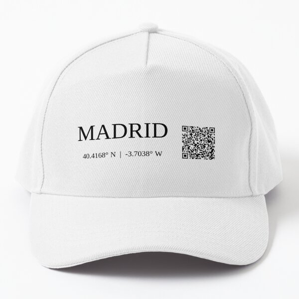 city of madrid spain text gps coords - light  casquette de baseball