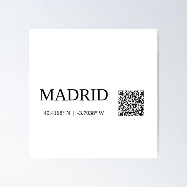 city of madrid spain text gps coords - light  poster