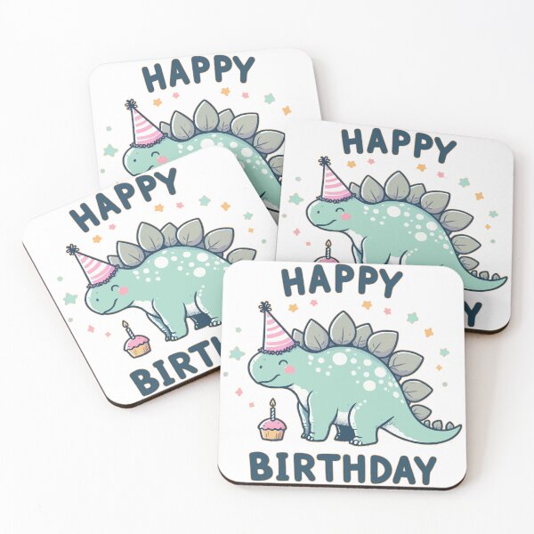 Item preview, Kawaii Happy Birthday Dinosaur Stegosaurus Party designed and sold by TomFrontierArt.