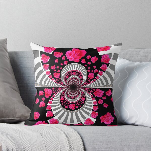 Item preview, BLACK-GREY & WHITE PINK ROSES ABSTRACT PATTERN ART designed and sold by sharlesart.