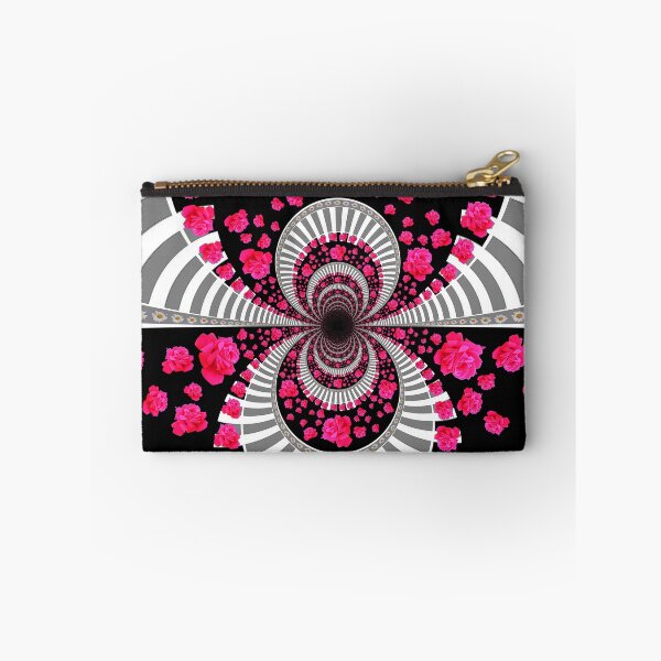 Item preview, BLACK-GREY & WHITE PINK ROSES ABSTRACT PATTERN ART designed and sold by sharlesart.