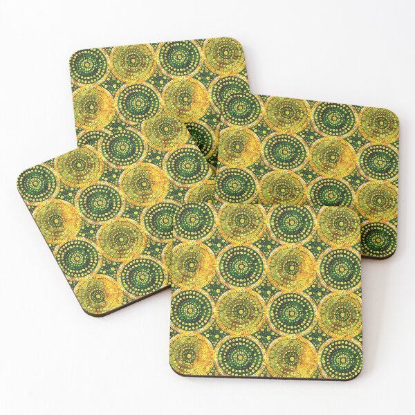 Item preview, Indian blockprint, yellow and green circles designed and sold by SmarterThingz.