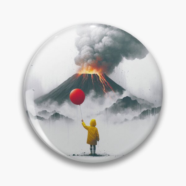 Item preview, Red ballon boy in front of a volcano designed and sold by Silbays.