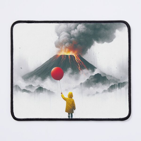 Item preview, Red ballon boy in front of a volcano designed and sold by Silbays.