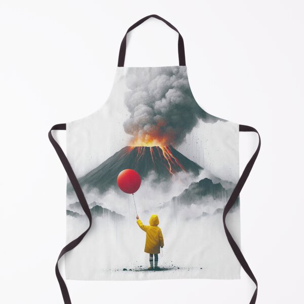 Item preview, Red ballon boy in front of a volcano designed and sold by Silbays.