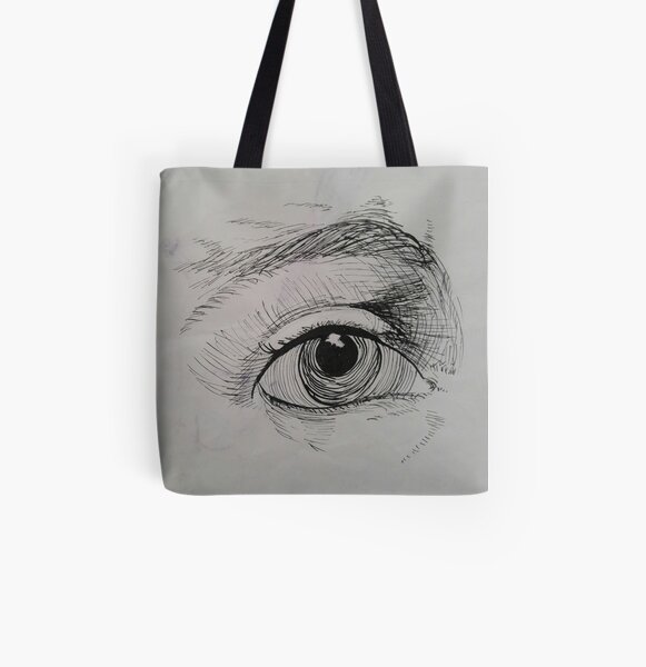 Ink drawing of an eye All Over Print Tote Bag