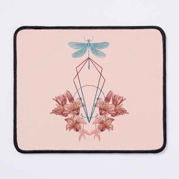 Item preview, Dragonfly surrounded by flowers and geometric details designed and sold by ArtedeSer.