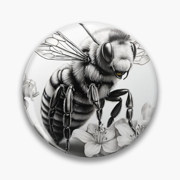 Item preview, Black and white Bee pencil drawing designed and sold by Pencil-Art.