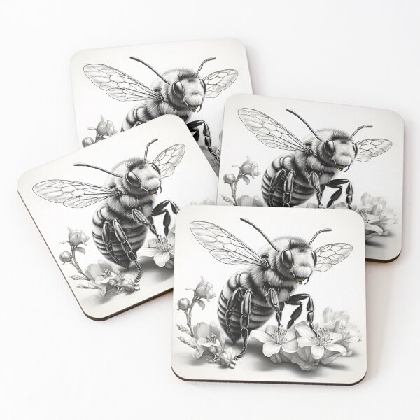 Item preview, Black and white Bee pencil drawing designed and sold by Pencil-Art.