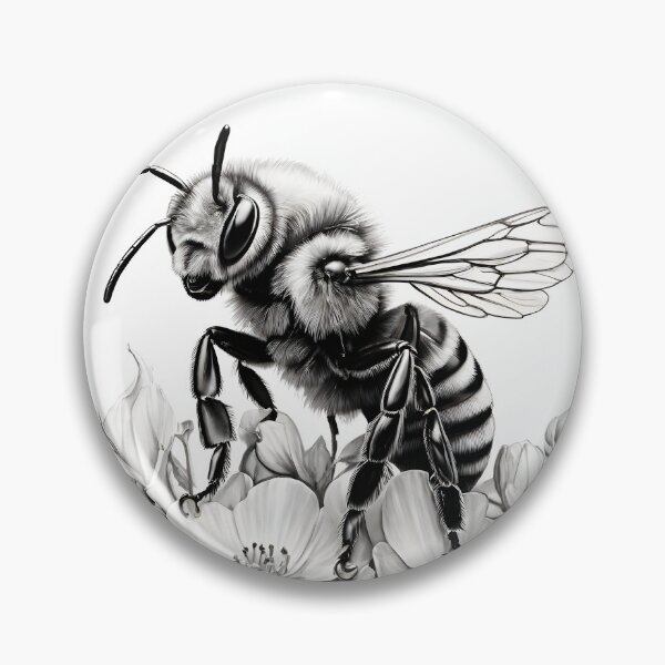 Item preview, Black and white Bee pencil drawing designed and sold by Pencil-Art.