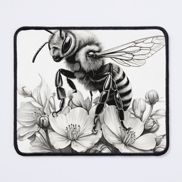 Item preview, Black and white Bee pencil drawing designed and sold by Pencil-Art.