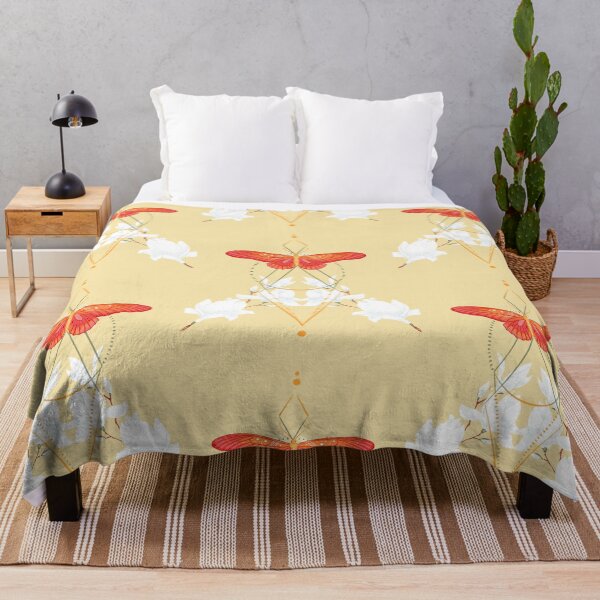 Item preview, Orange butterfly surrounded by flowers and geometric lines and details designed and sold by ArtedeSer.