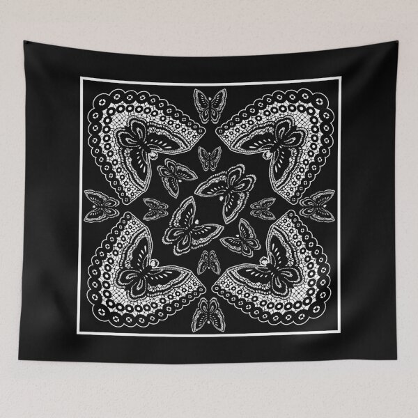 Item preview, SK Butterfly angle lady in elegant black and white lace heavenly gothic & punk, bib designed and sold by SueKnox.