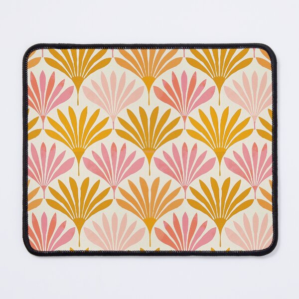 Item preview, Indian blockprint, yellow and pink design on cream background designed and sold by SmarterThingz.