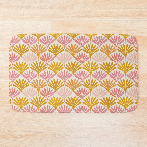 Item preview, Indian blockprint, yellow and pink design on cream background designed and sold by SmarterThingz.