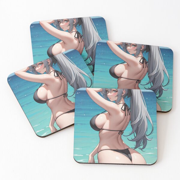 Item preview, Anime Girl with Silver Hair on the Beach designed and sold by kenvel.