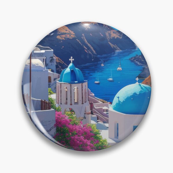 Item preview, Overlooking the sparkling Aegean sea, the vibrant bougainvillea adds a splash of color to the classic white architecture of Santorinis cliffside, truly a Mediterranean summers dream designed and sold by MiraCleAI.