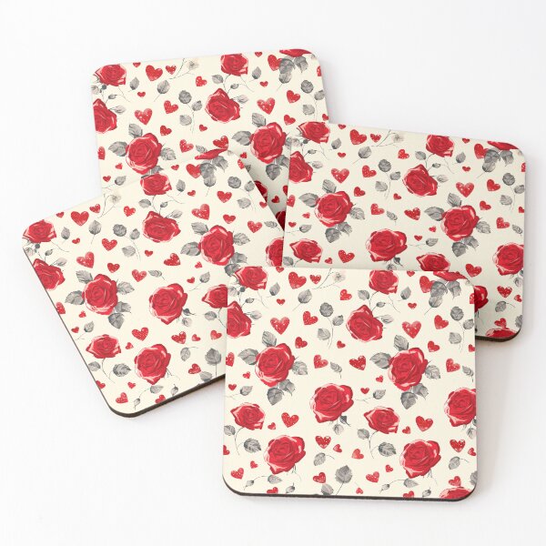 Item preview, Red Roses & Hearts Pattern designed and sold by amortka.