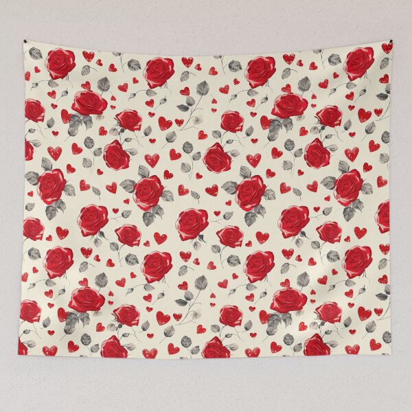 Item preview, Red Roses & Hearts Pattern designed and sold by amortka.