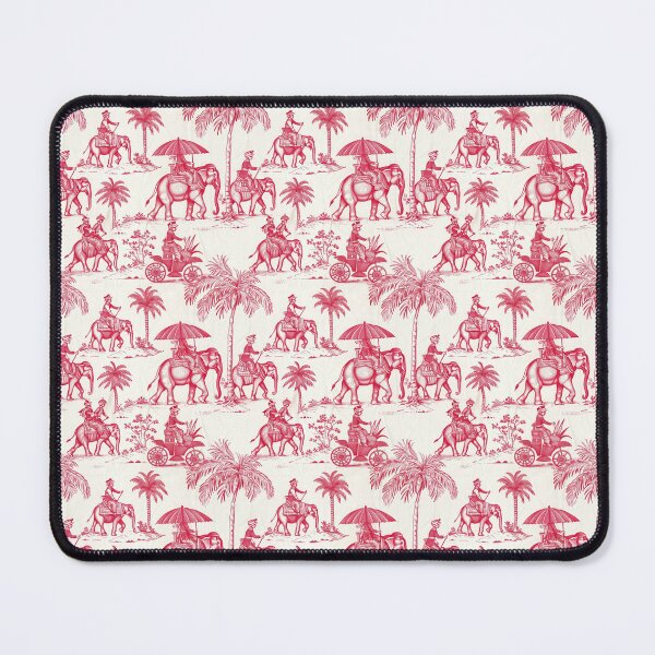 Item preview, Indian block print with elephants, red and cream colour designed and sold by SmarterThingz.