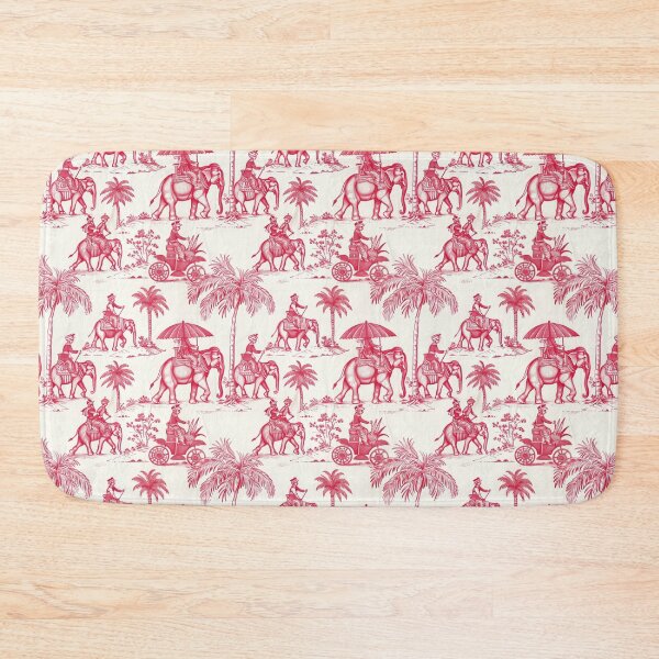 Item preview, Indian block print with elephants, red and cream colour designed and sold by SmarterThingz.
