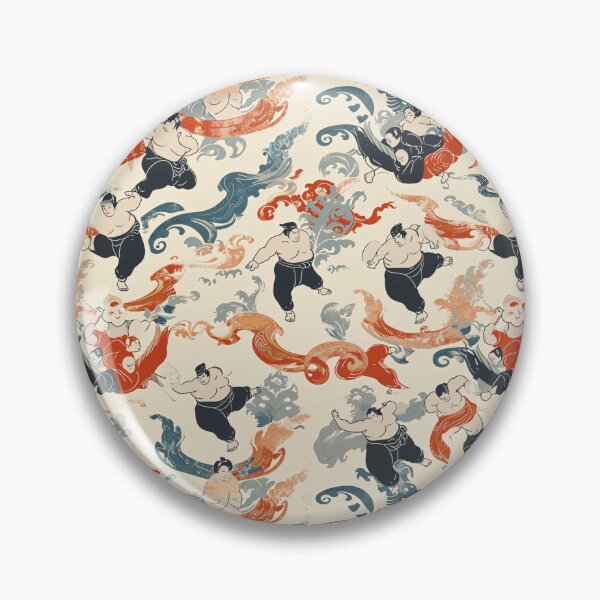 Item preview, Shin Hanga Japanese Sumo Wrestlers Textile Art Pattern designed and sold by amortka.