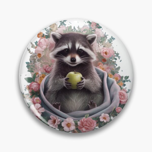Item preview, Mischievous Raccoon with Floral Accents designed and sold by TheCreativeA.