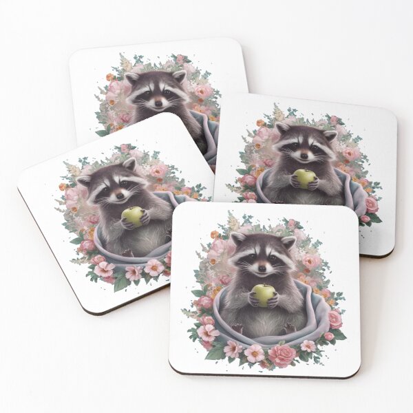 Item preview, Mischievous Raccoon with Floral Accents designed and sold by TheCreativeA.