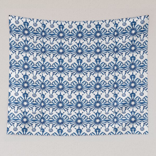 Item preview, Blue and white  Indian block print pattern designed and sold by SmarterThingz.
