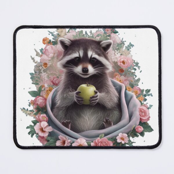 Item preview, Mischievous Raccoon with Floral Accents designed and sold by TheCreativeA.