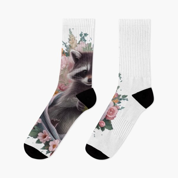 Item preview, Mischievous Raccoon with Floral Accents designed and sold by TheCreativeA.