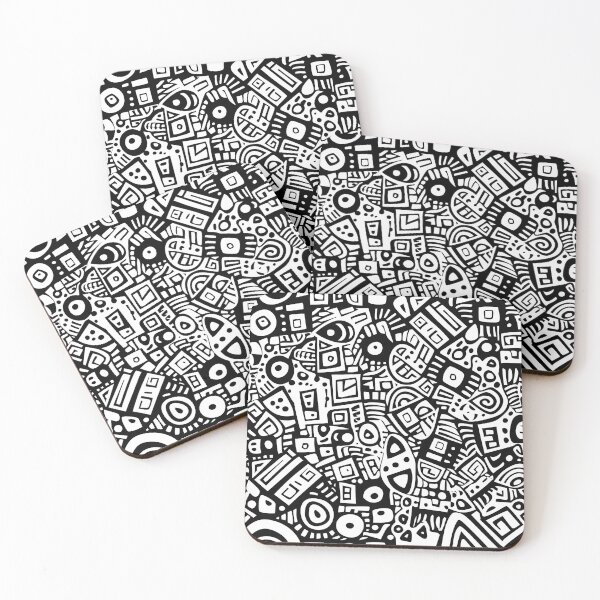 Item preview, Black & White Craft Art Doodle Vector Pattern designed and sold by amortka.