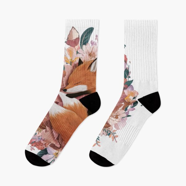 Item preview, Sleeping Fox with Floral Accents designed and sold by TheCreativeA.