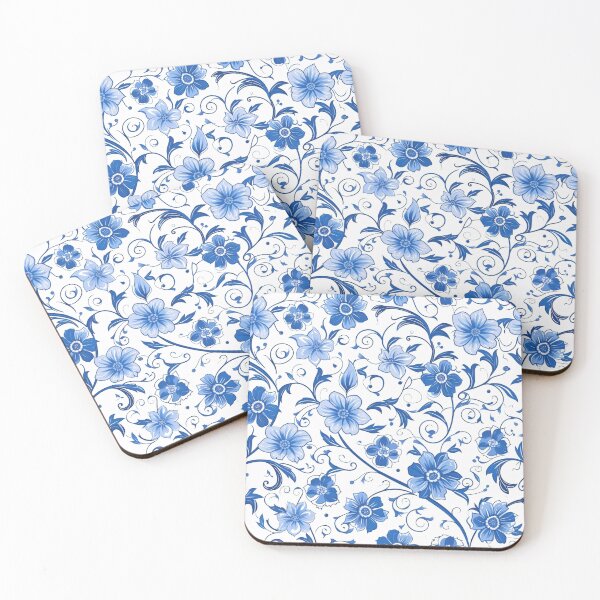 Item preview, Blue White Floral Pattern Design designed and sold by amortka.