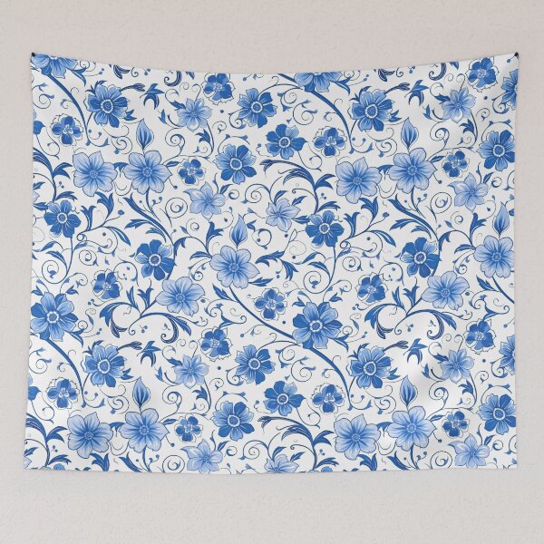 Item preview, Blue White Floral Pattern Design designed and sold by amortka.