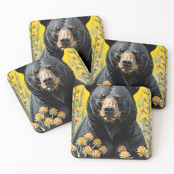 Item preview, Black Colored Bear Surrounded By Yucca flower New Mexico State 2 designed and sold by taiche.