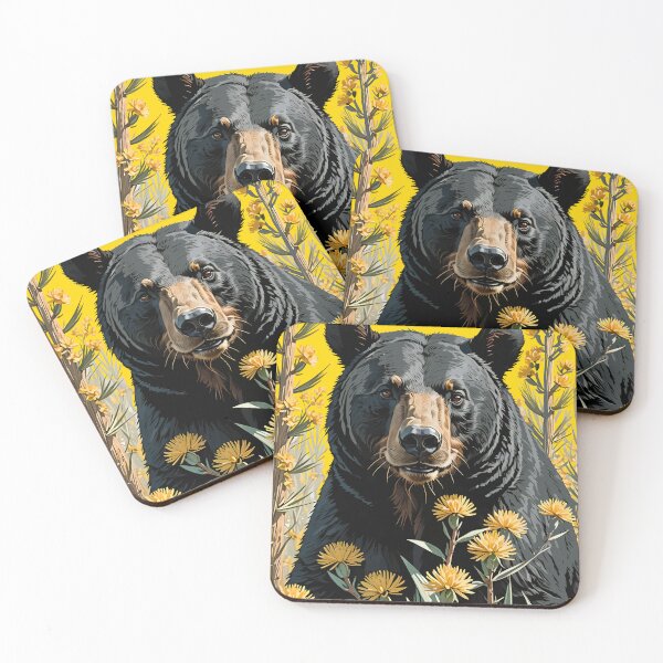 Item preview, Black Colored Bear Surrounded By Yucca flower New Mexico State 3 designed and sold by taiche.