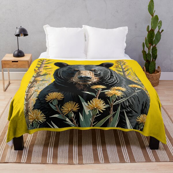 Item preview, Black Colored Bear Surrounded By Yucca flower New Mexico State 3 designed and sold by taiche.