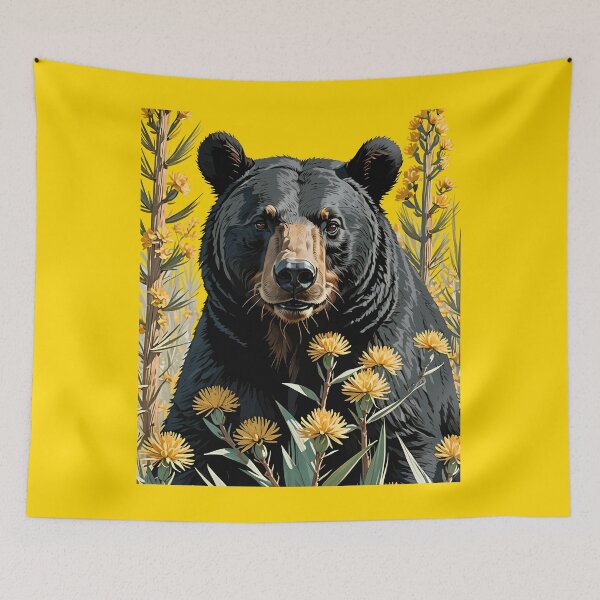 Item preview, Black Colored Bear Surrounded By Yucca flower New Mexico State 3 designed and sold by taiche.