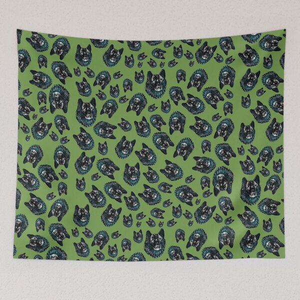 Item preview, Totem Romeo the wolf pattern in Green designed and sold by belettelepink.
