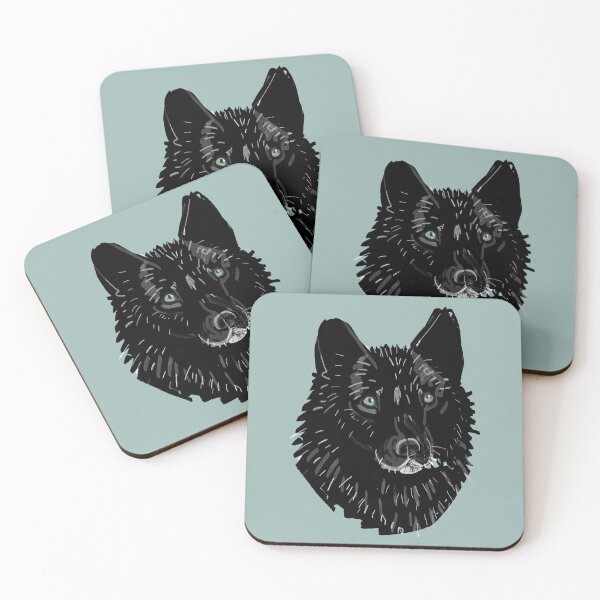 Item preview, Totem Romeo the wolf pattern in Ice Blue designed and sold by belettelepink.