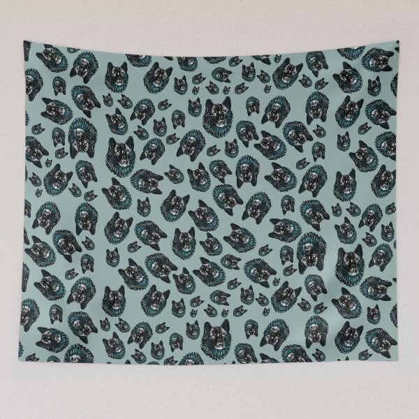 Item preview, Totem Romeo the wolf pattern in Ice Blue designed and sold by belettelepink.