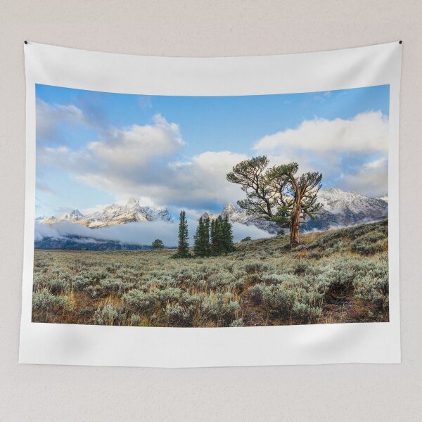 Item preview, Trees & Sagebrush Hills Teton Range Wyoming designed and sold by RocketshipRetro.