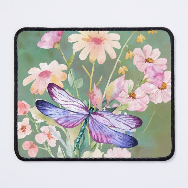 Item preview, Dragonfly with Watercolor Flowers designed and sold by tomorrowsart.