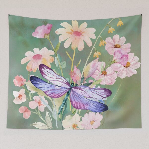Item preview, Dragonfly with Watercolor Flowers designed and sold by tomorrowsart.