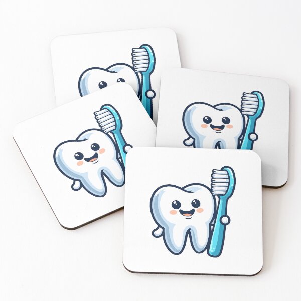Item preview, Happy Tooth with Blue Toothbrush Cartoon designed and sold by Akioos.