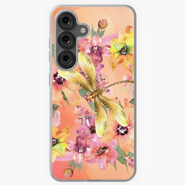 Item preview, Gold Dragonfly with Watercolor Flowers designed and sold by tomorrowsart.