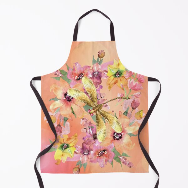 Artikelvorschau, Goldene Libelle mit Aquarellblumen entworfen und verkauft von tomorrowsart.