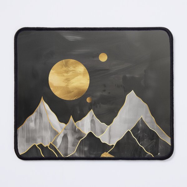 Item preview, Golden Moonlit Mountains - Elegant Abstract Landscape Art designed and sold by my-moody-place.
