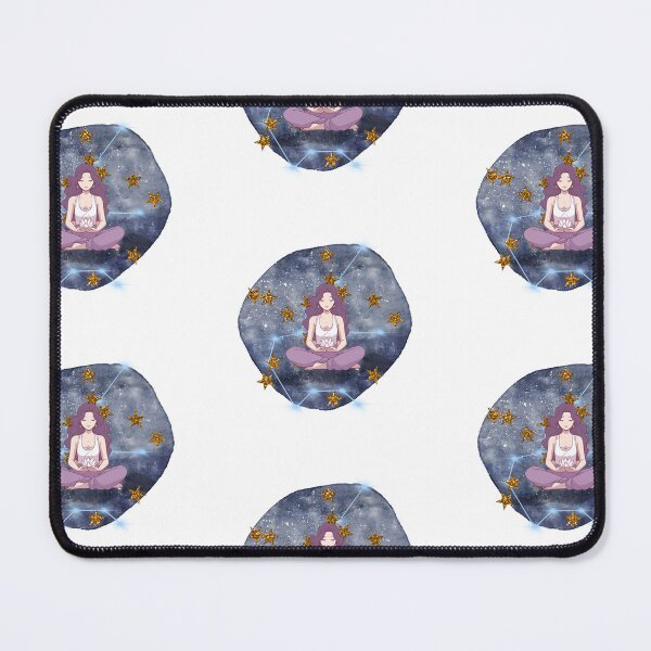 Item preview, Witchy Mystical Stars Meditation Girl Anime Meditating with Lotus Flower designed and sold by WildWoodlandWitch.